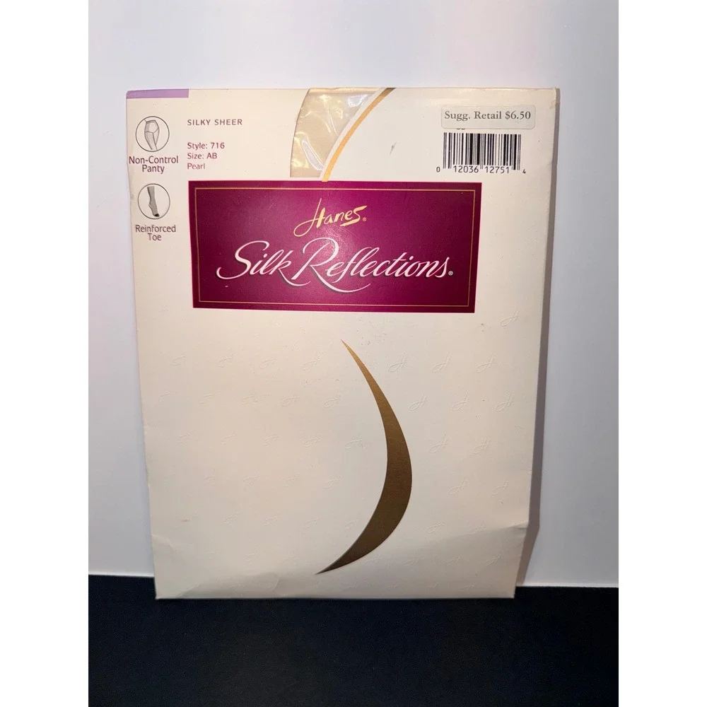 Hanes Silk Reflections Silky Sheer Pantyhose Pearl Style 716 Size AB Vintage 90s
